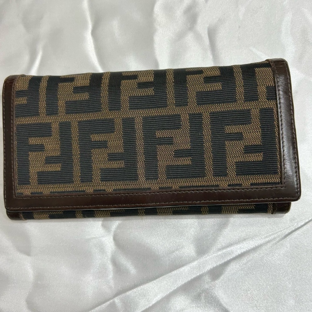 Fendi Zucca Continental Brown and Black Wallet